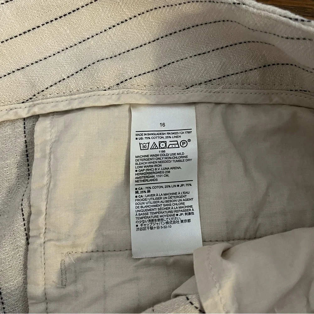 Banana Republic Womens Linen Blend Pants Size 16 Neutral Lightweight Tailored